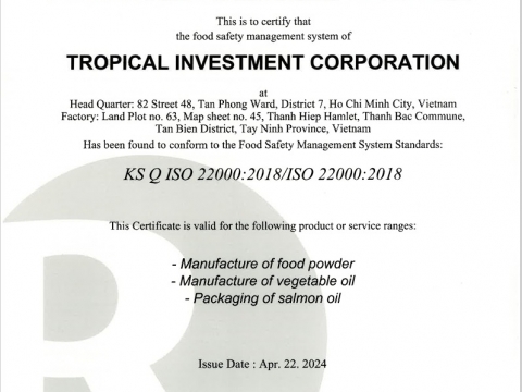 Chứng nhận ISO 22000:2018